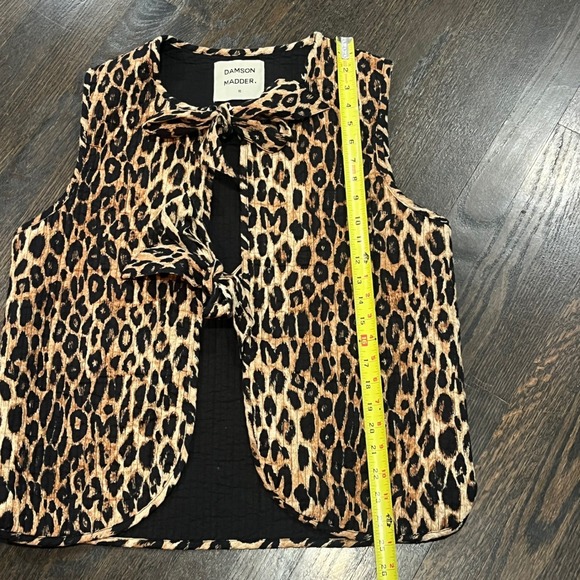 Damson Madder Tilly Leopard Cotton Gilet Vest Organic Quilted Tie Womens 16 - Picture 7 of 8